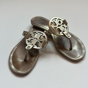 Tory Burch Miller Leather Sandals in Spark Gold